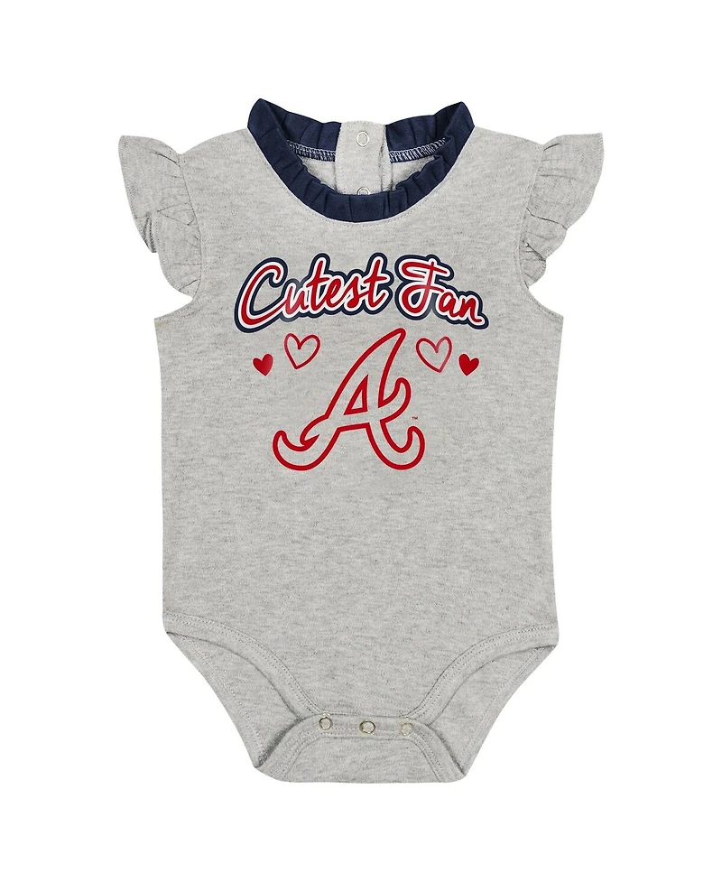 Baby Boys and Girls Fanatics Navy, Gray Atlanta Braves Two-Pack Fan Bodysuit Set