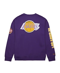Men's Mitchell & Ness Purple Los Angeles Lakers Hardwood Classics There and Back Pullover Sweatshirt