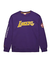 Men's Mitchell & Ness Purple Los Angeles Lakers Hardwood Classics There and Back Pullover Sweatshirt