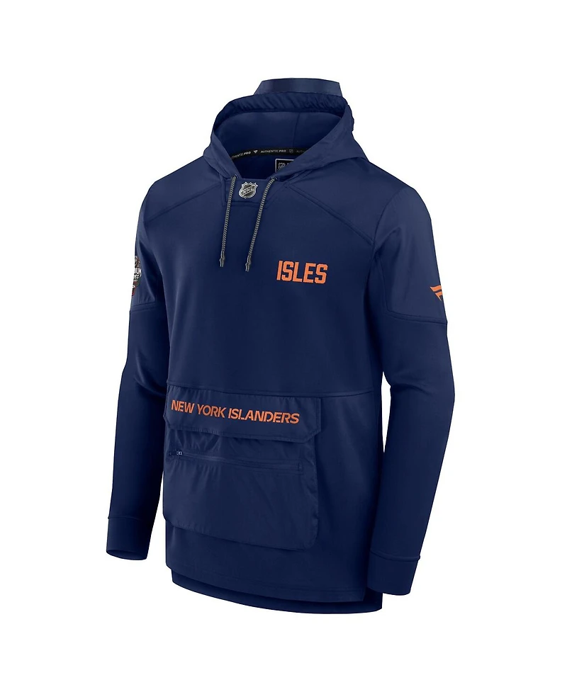 Men's Fanatics Navy New York Islanders 2024 Nhl Stadium Series Authentic Pro Fleece Pullover Hoodie