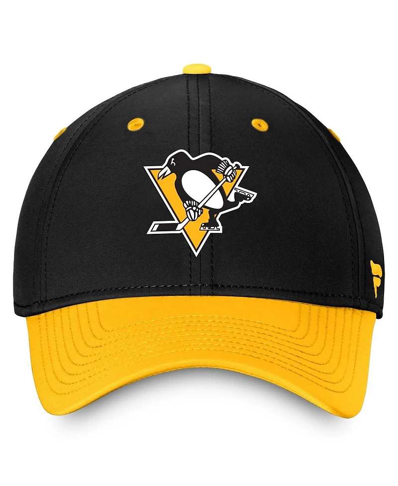 Men's Fanatics Black, Gold Pittsburgh Penguins Authentic Pro Rink Two-Tone Flex Hat
