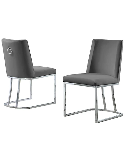 Best Quality Furniture 24" L x 19" W 34" H Velvet Upholstered Side Chairs with Chrome Legs, Set of 2