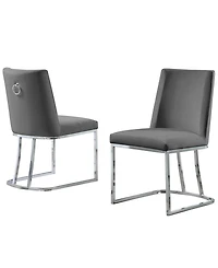 Best Quality Furniture 24" L x 19" W 34" H Velvet Upholstered Side Chairs with Chrome Legs, Set of 2