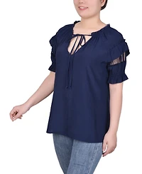 Ny Collection Women's Short Ruffled Sleeve Blouse