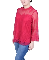Ny Collection Women's 3/4 Sleeve Lace Blouse