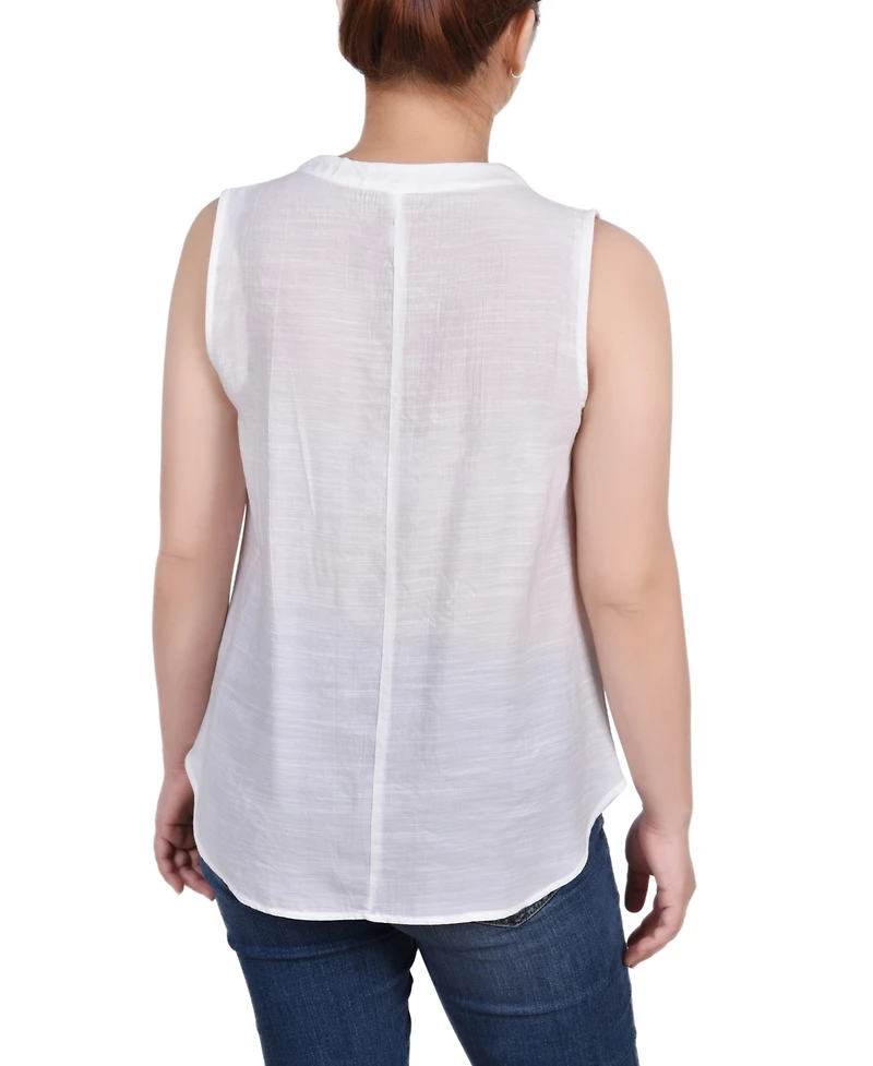 Ny Collection Women's Sleeveless Blouse with Eyelet Insets