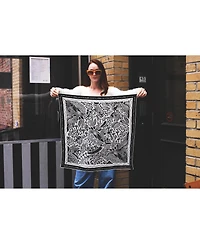 Jessie Zhao New York Double Sided Silk Scarf Of Black Garden