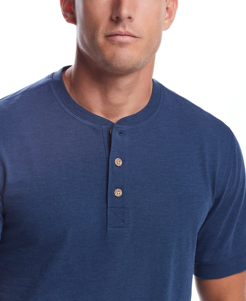 Weatherproof Vintage Men's Short Sleeve Melange Henley Shirt