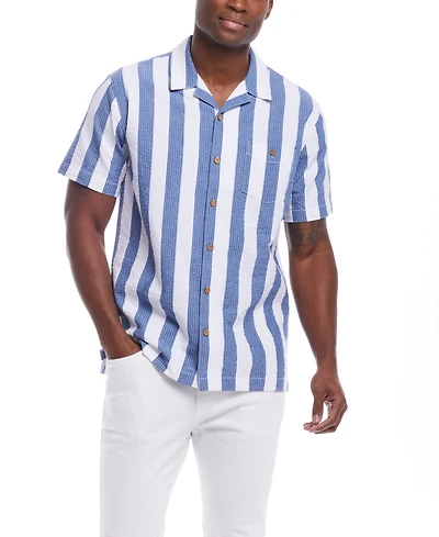Weatherproof Vintage Men's Short Sleeve Cotton Seersucker Shirt