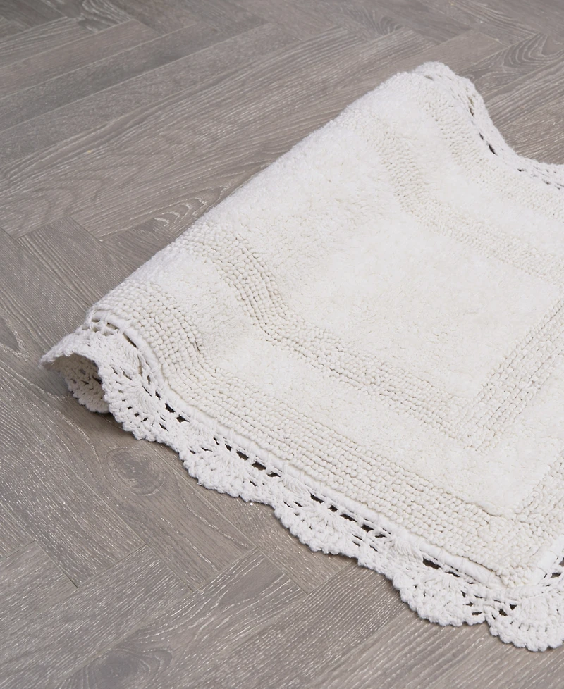 Laura Ashley Crochet Reversible Cotton Bath Rug