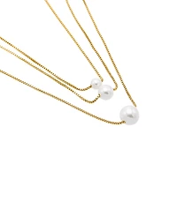 by Adina Eden Triple Imitation Pearl Pendant Chain Necklace