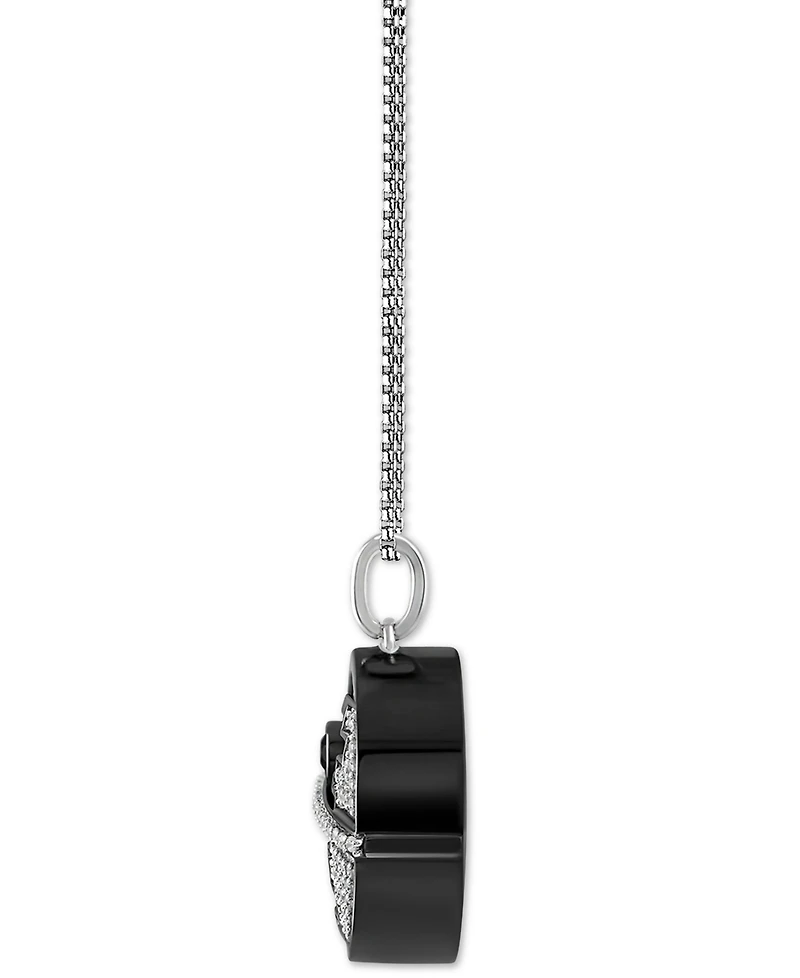 Star Wars Wonder Fine Jewelry Diamond (1/5 ct. t.w.) & Druzy Stone Death Star 18" Pendant Necklace in Sterling Silver