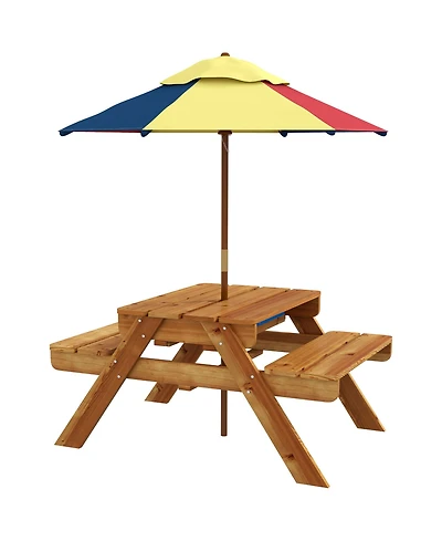 Outsunny 3 in 1 Kids and Water Activity Table W/ Foldable Umbrella