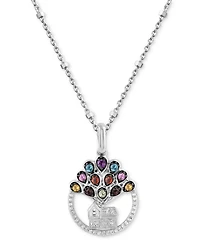 Disney Wonder Fine Jewelry Multi Gemstone (1/5 ct. t.w.) & Diamond (1/20 ct. t.w.) Up House 18" Pendant Necklace in Sterling Silver