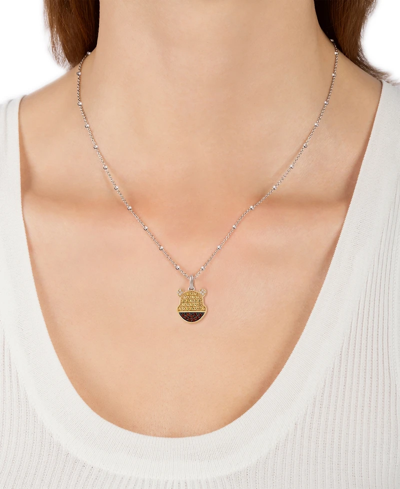 Disney Wonder Fine Jewelry Citrine (1/2 ct. t.w.), Garnet (1/5 ct. t.w.) & Diamond (1/20 ct. t.w.) Winnie the Pooh 18" Pendant Necklace in Sterling Si