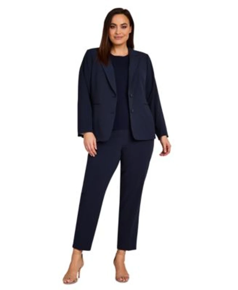 Tahari Asl Plus Size Two Button Roll Tab Jacket Sweater T Shirt Shannon Pants
