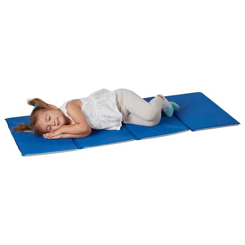 RestZone ECR4Kids Everyday Folding Rest Mat, 4-Section, 5/8in, Blue/Grey, 5-Pack