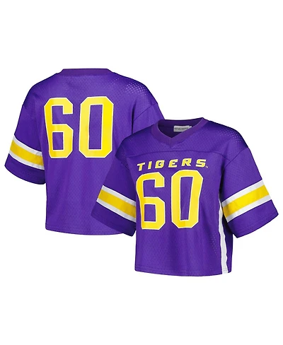 Women's Established & Co. Purple Lsu Tigers Fashion Boxy Cropped Football Jersey