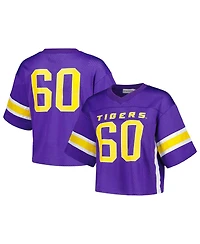 Women's Established & Co. Purple Lsu Tigers Fashion Boxy Cropped Football Jersey