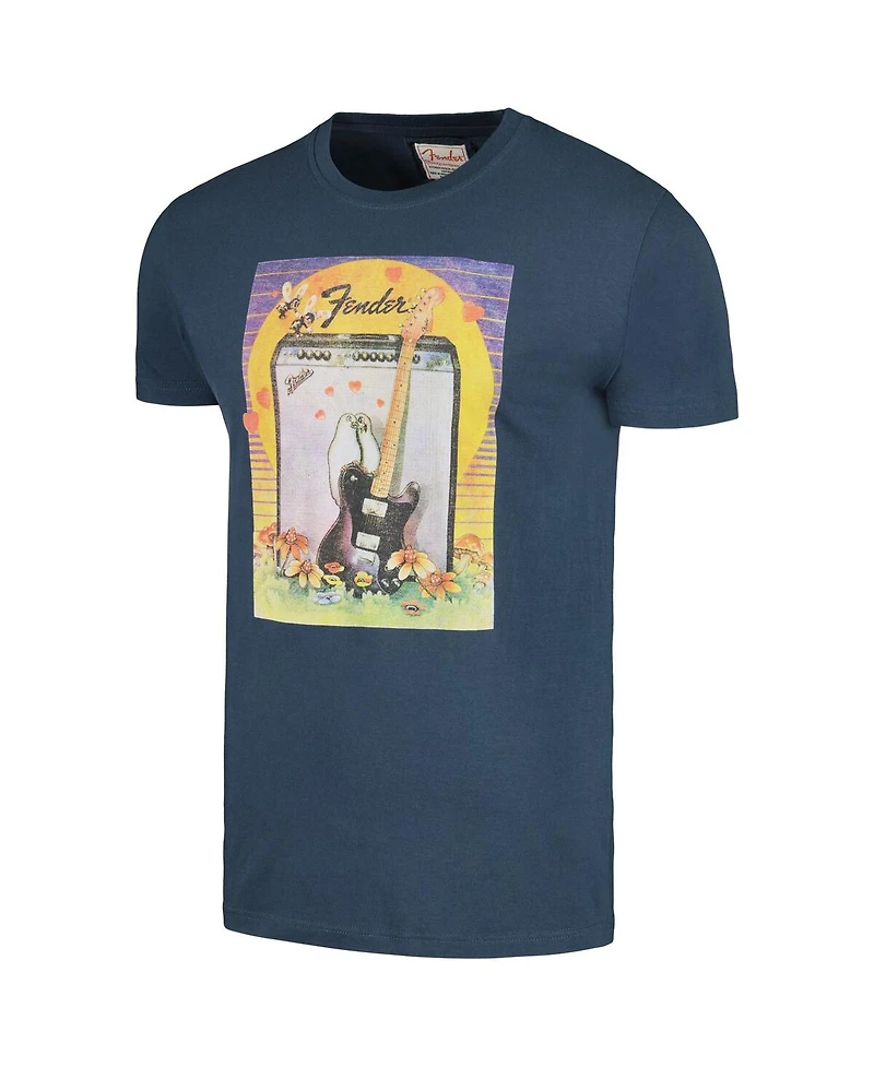 Men's American Needle Navy Distressed Fender Brass Tacks Guitar T-shirt