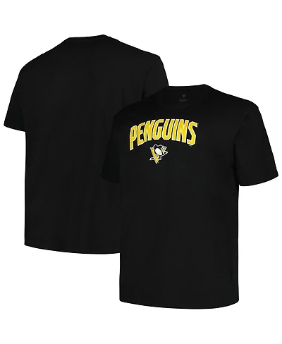 Men's Profile Black Pittsburgh Penguins Big and Tall Arch Over Logo T-shirt
