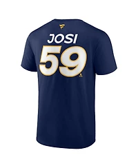 Men's Fanatics Roman Josi Navy Nashville Predators Authentic Pro Prime Name and Number T-shirt