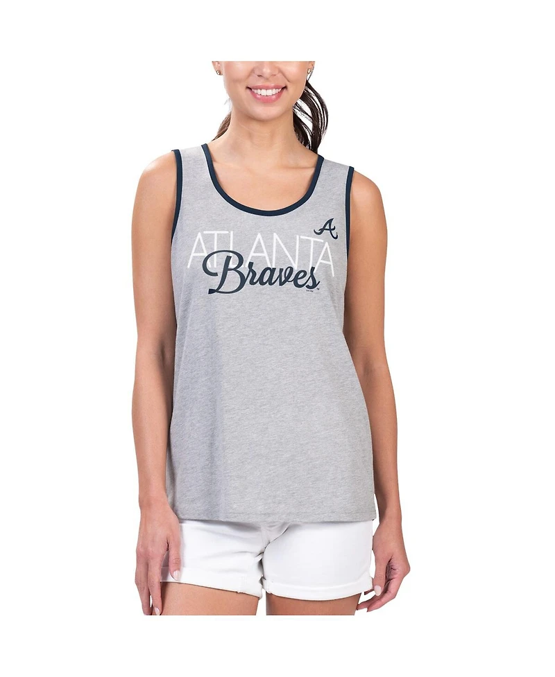 Women's G-iii 4Her by Carl Banks Gray Atlanta Braves Fastest Lap Tank Top