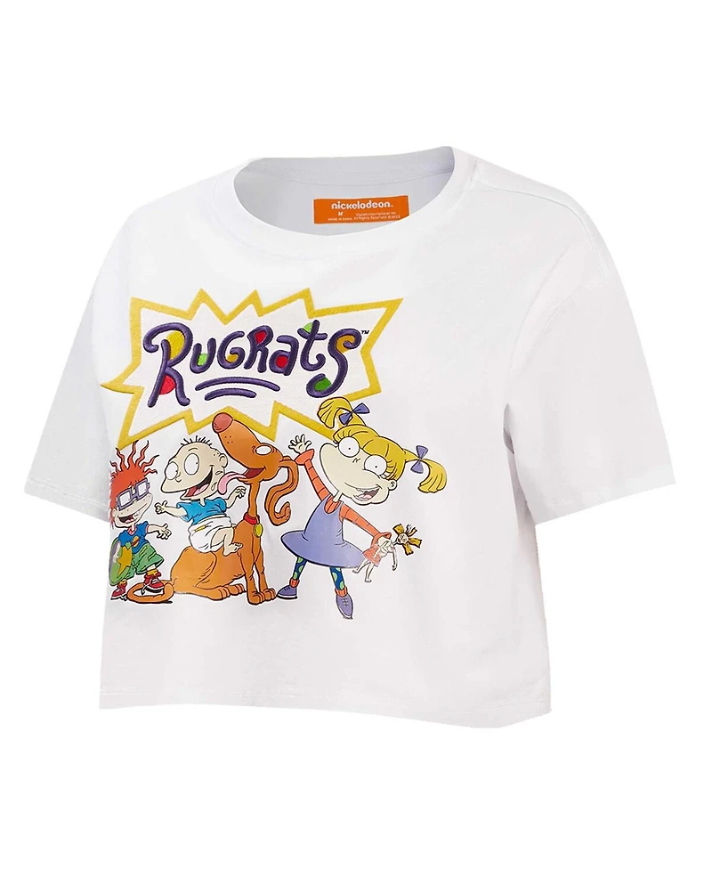 Women's Freeze Max White Rugrats Group Boxy Cropped T-shirt