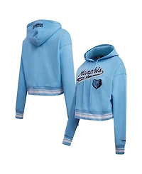 Women's Pro Standard Light Blue Memphis Grizzlies Script Tail Cropped Pullover Hoodie