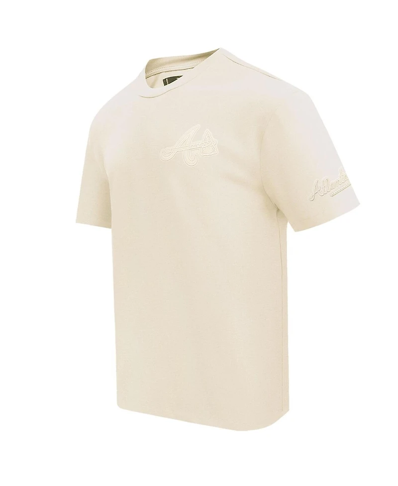 Men's Pro Standard Cream Atlanta Braves Neutral Cj Dropped Shoulders T-shirt