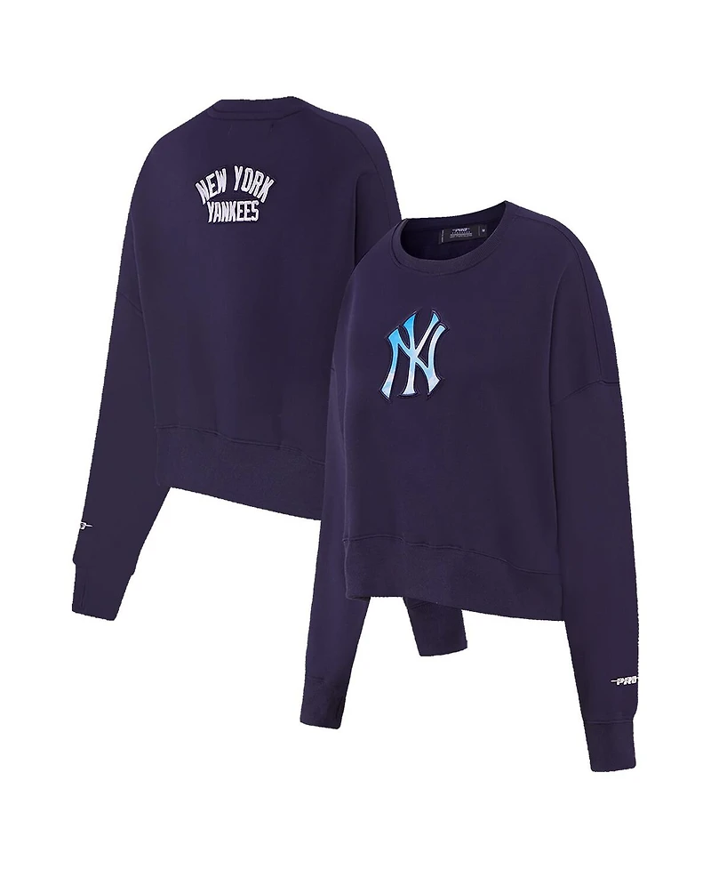 Women's Pro Standard Navy New York Yankees Painted Sky Pullover Sweatshirt