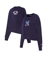 Women's Pro Standard Navy New York Yankees Painted Sky Pullover Sweatshirt