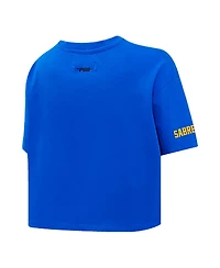 Women's Pro Standard Royal Buffalo Sabres Boxy Script Tail Cropped T-shirt