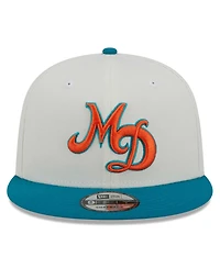 Men's New Era Cream, Aqua Miami Dolphins City Originals 9FIFTY Snapback Hat