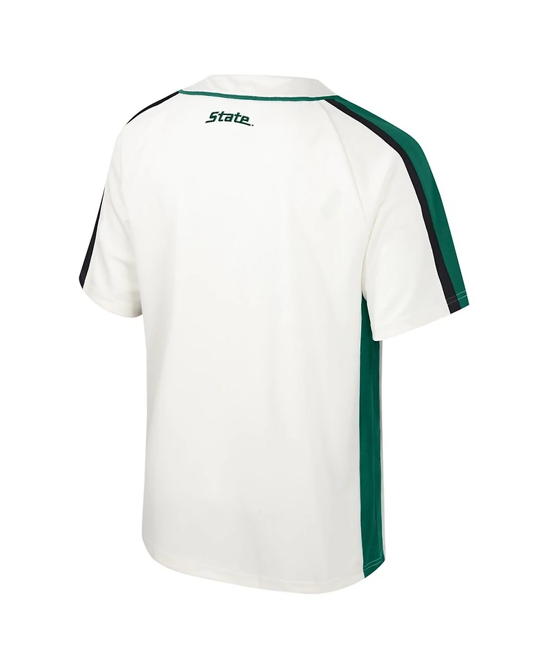 Men's Colosseum Cream Michigan State Spartans Ruth Button-Up Baseball Jersey