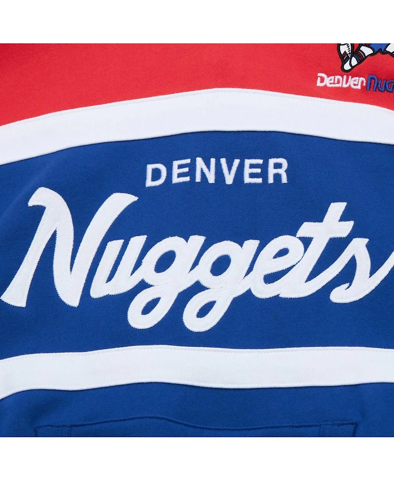Men's Mitchell & Ness Royal, Red Denver Nuggets Head Coach Pullover Hoodie