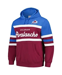 Men's Mitchell & Ness Burgundy, Light Blue Colorado Avalanche Head Coach Pullover Hoodie