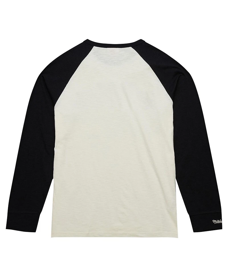 Men's Mitchell & Ness Cream Boston Bruins Legendary Slub Vintage-Like Raglan Long Sleeve T-shirt