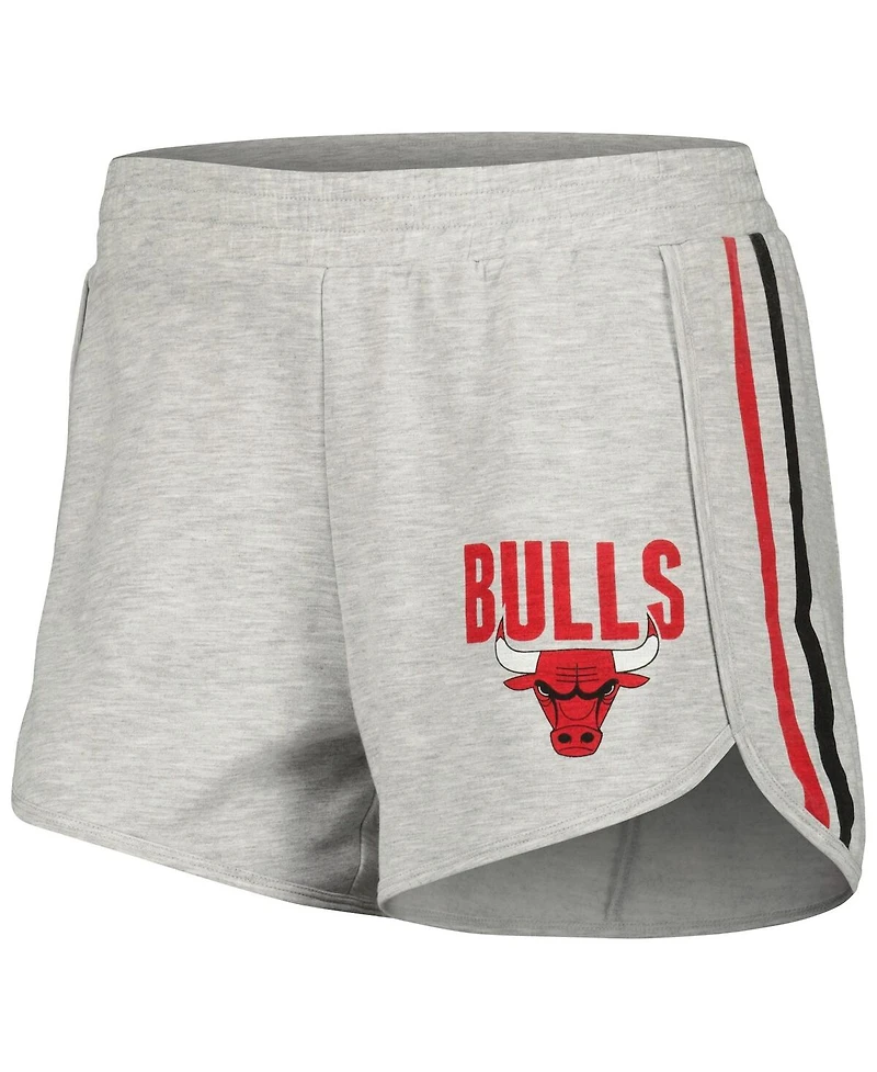 Women's Concepts Sport Gray Chicago Bulls Cedar Long Sleeve T-shirt and Shorts Sleep Set