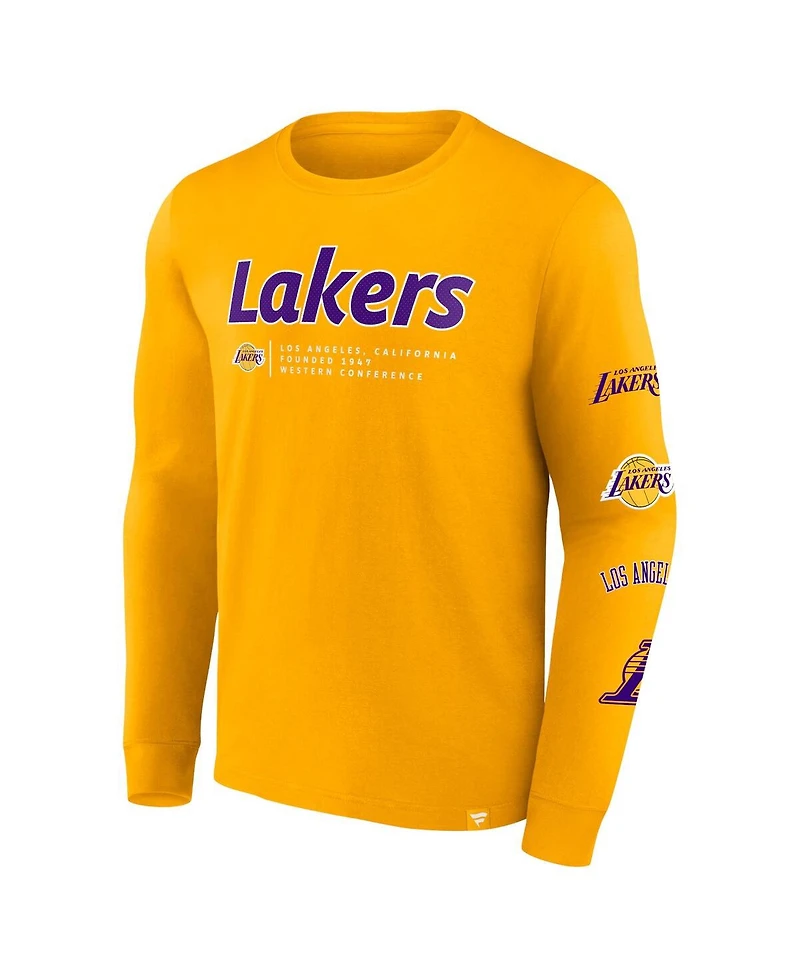 Men's Fanatics Gold Los Angeles Lakers Baseline Long Sleeve T-shirt