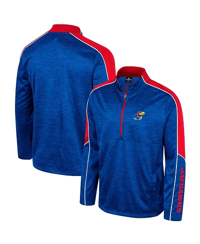 Men's Colosseum Royal Kansas Jayhawks Marled Half-Zip Jacket