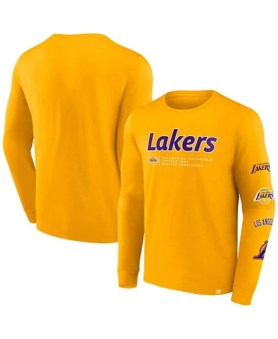 Men's Fanatics Gold Los Angeles Lakers Baseline Long Sleeve T-shirt