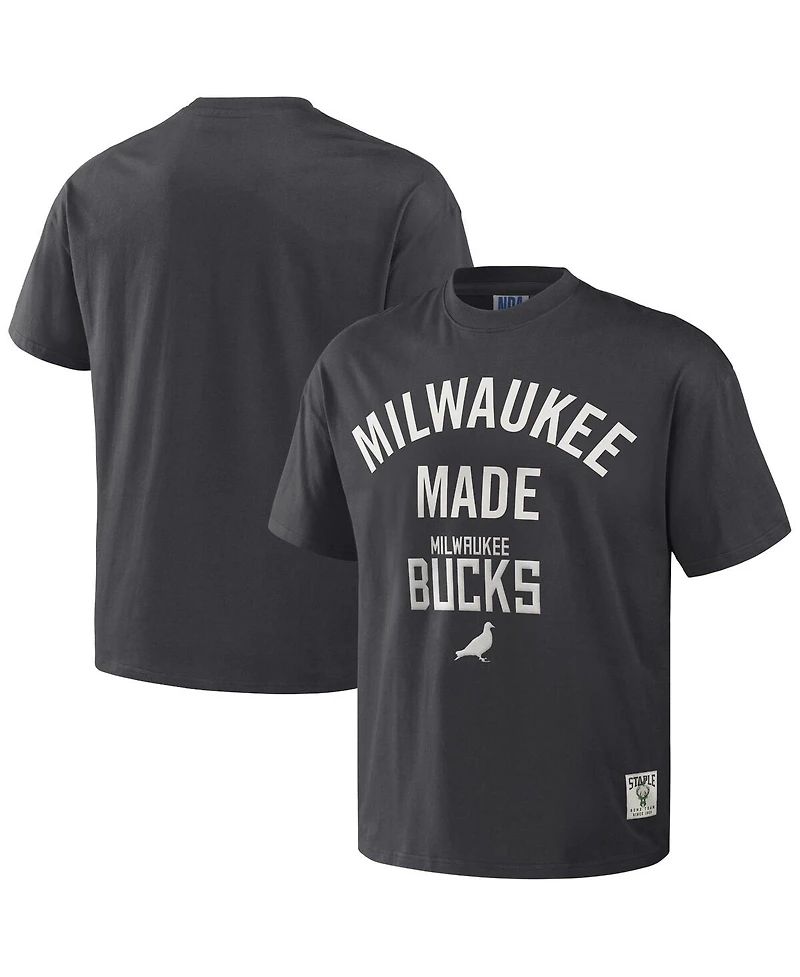 Men's Nba x Staple Anthracite Milwaukee Bucks Heavyweight Oversized T-shirt