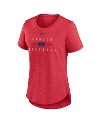 Women's Nike Heather Red Los Angeles Angels Knockout Team Stack Tri-Blend T-shirt