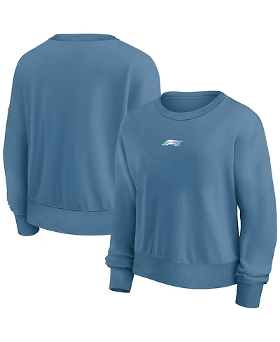 Women's Fanatics Blue Formula 1 Merchandise Y2K Badge Fleece Pullover Sweatshirt