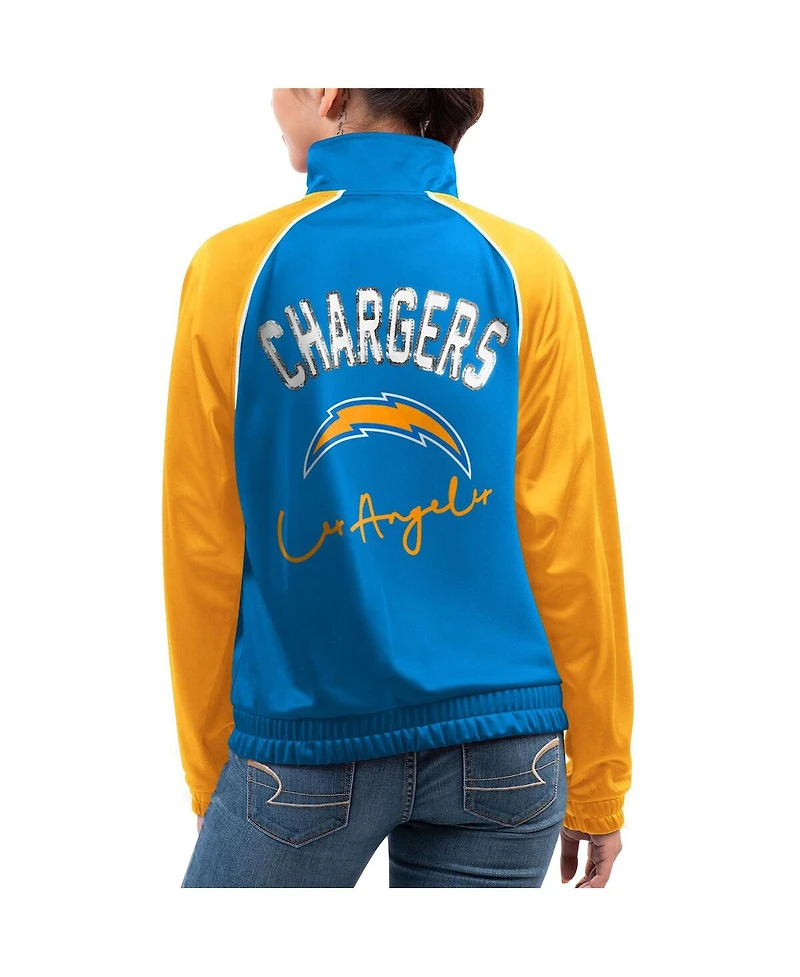 Women's G-iii 4Her by Carl Banks Powder Blue Los Angeles Chargers Showup Fashion Dolman Full-Zip Track Jacket