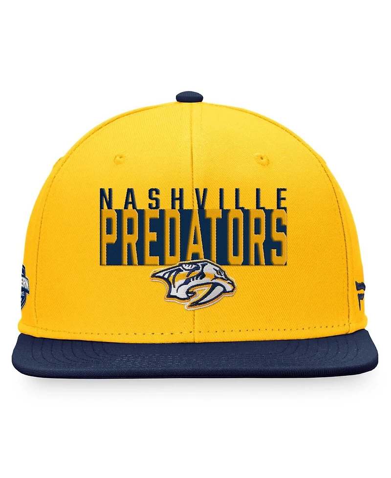 Men's Fanatics Gold, Navy Nashville Predators Fundamental Colorblocked Snapback Hat