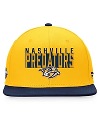 Men's Fanatics Gold, Navy Nashville Predators Fundamental Colorblocked Snapback Hat