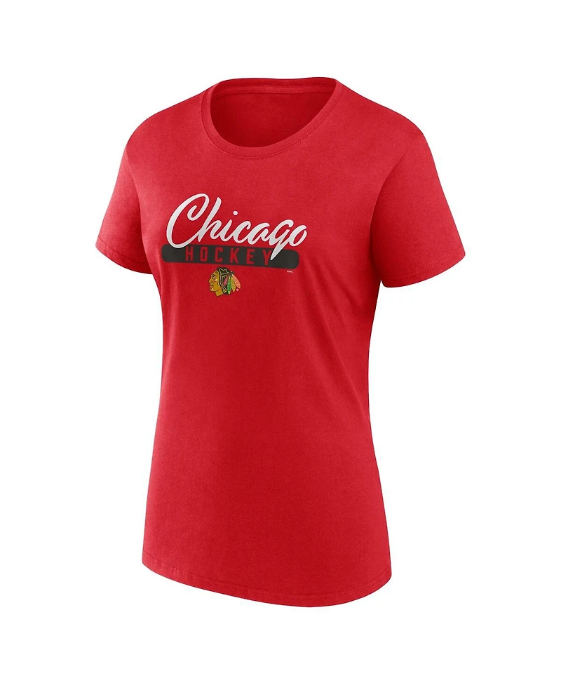 Women's Fanatics Red, Black Chicago Blackhawks Two-Pack Fan T-shirt Set