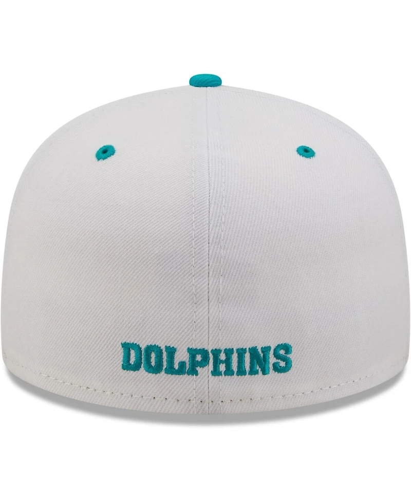 Men's New Era White, Aqua Miami Dolphins Flipside 2Tone 59FIFTY Fitted Hat